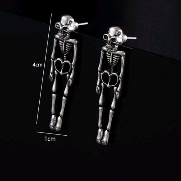 Unique Detachable Silver  Skeleton Gothic Earrings New! - Picture 6 of 7